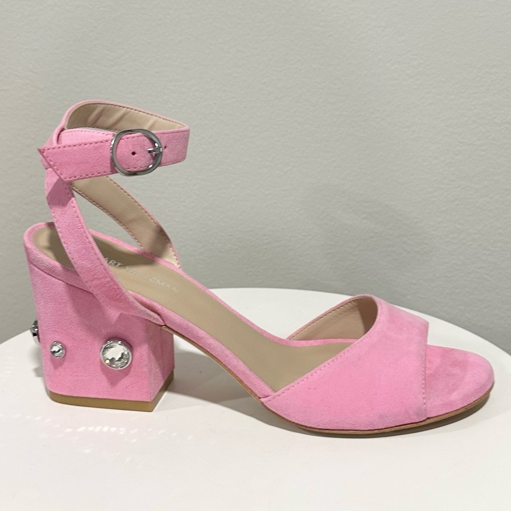 🌹STUART WEITZMAN 🌹 Allshine 75 Crystal-Embellished Suede Sandals Size: 6B - Picture 3 of 10
